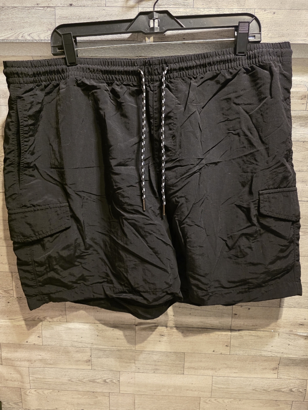 Original Use Black Cargo Drawstring Shorts